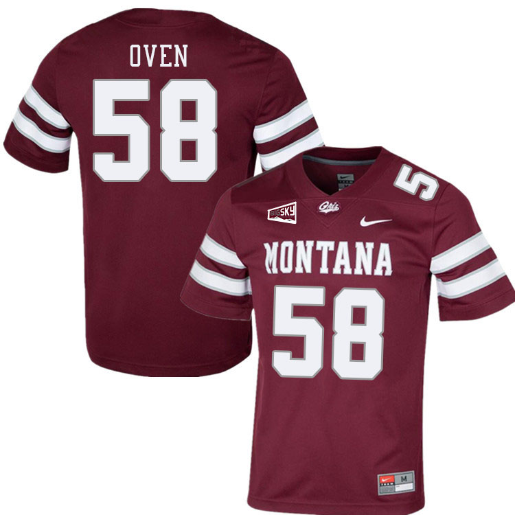 Montana Grizzlies #58 Clay Oven College Football Jerseys Stitched Sale-Maroon